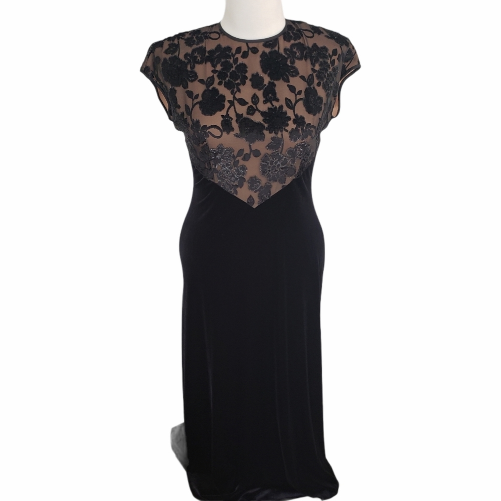 Vintage Jeffery and Dara Maxi Floral Velvet Dress
